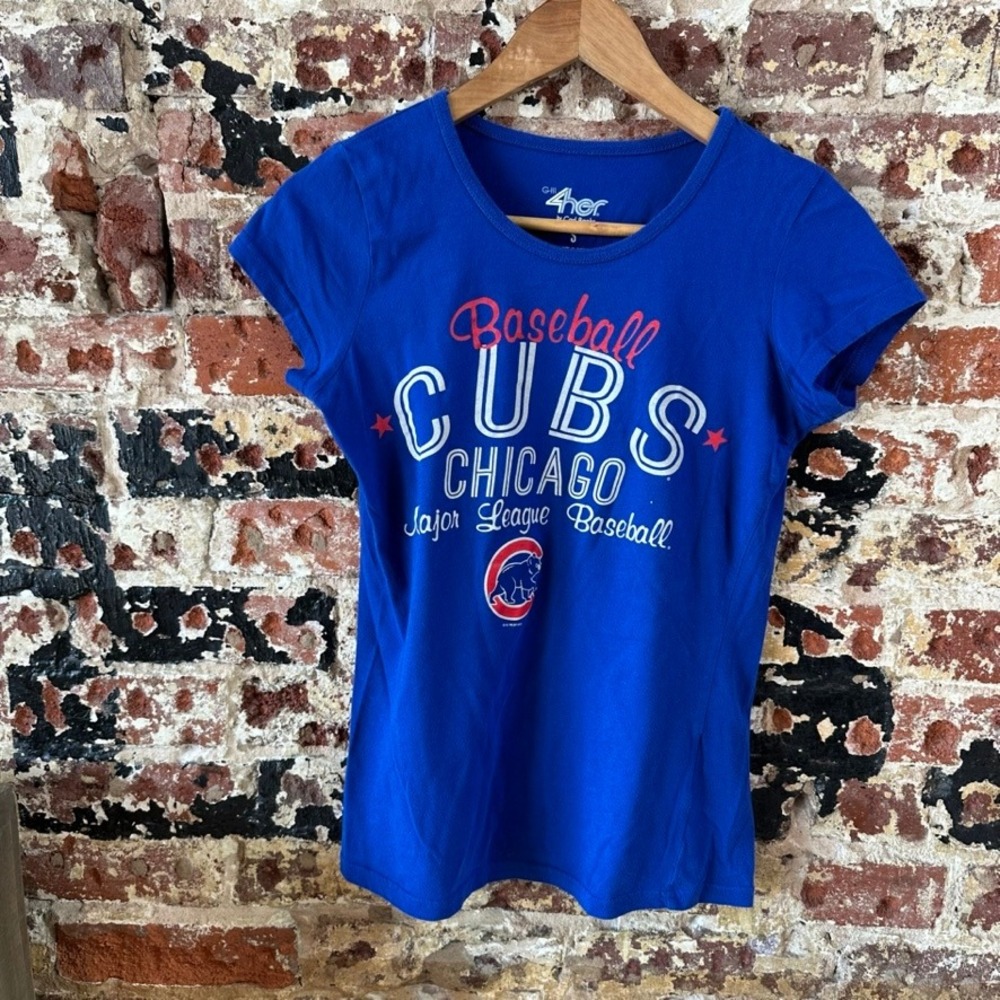 4Her Chicago Cubs Baseball MLB T-Shirt short sleeve Blue Tee Womens Small
